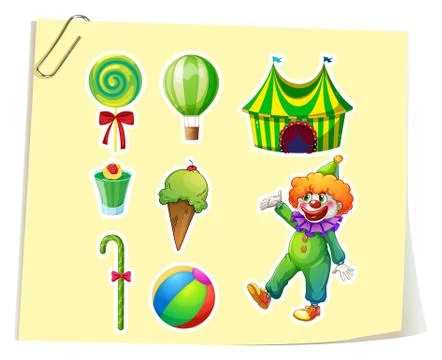 Clown and circus objects Stockillustratie