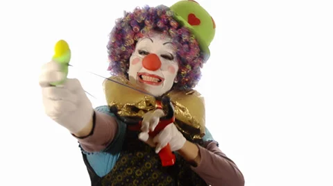 The clown and the slingshot 스톡 동영상 32154019