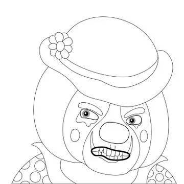Clown angry, outline Stock Illustration