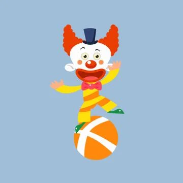 Clown Balancing On One Leg Stock Illustration