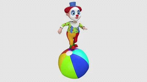 Clown on the ball - 3d render looped with alpha channel. Stock Footage 168921987