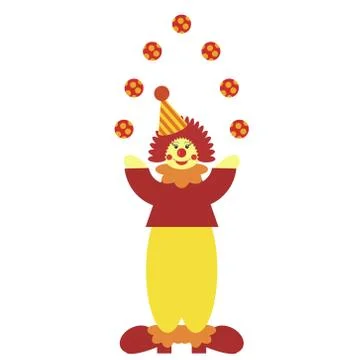 Clown with balls on white background Stock Illustration