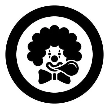 Clown blowing bubble gum chewing head icon in circle round black color vect.. Stock Illustration