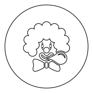 Clown blowing bubble gum chewing head icon in circle round black color vect.. Stock Illustration