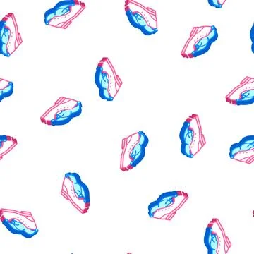 Clown boot and hat isometric icon seamless pattern Stockillustratie