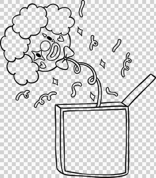 Clown Box Bouncing Head Outline Doodle Stock Illustration