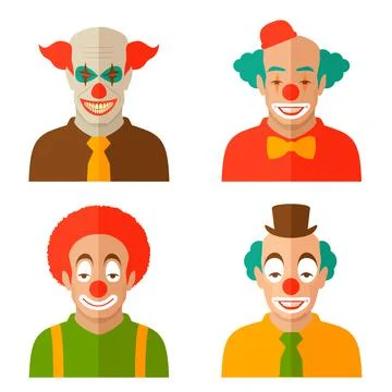 Clown cartoon face, vector circus Stock Illustration
