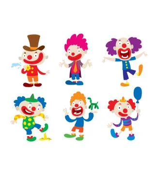 Clown character vector cartoon illustrations Stock Illustration