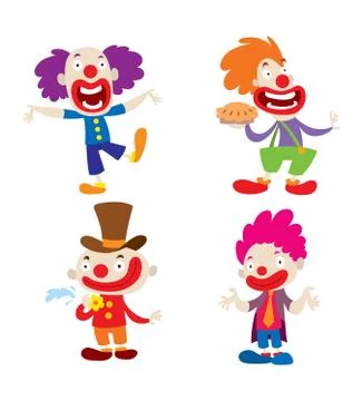 Clown character vector cartoon illustrations Stock Illustration