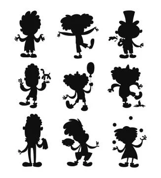 Clown character vector cartoon illustrations Illustrazione stock