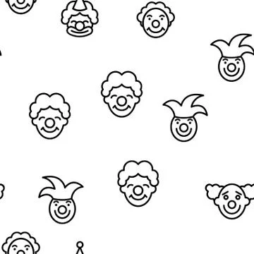 Clown Circus Character Vector Seamless Pattern Stock Illustration
