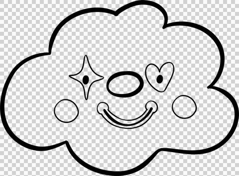 Clown Cloud Outline Hand Drawn Stock Illustration
