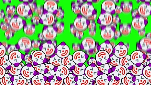 Clown face emojis falling animation on green screen transition Vídeo Stock 313860181