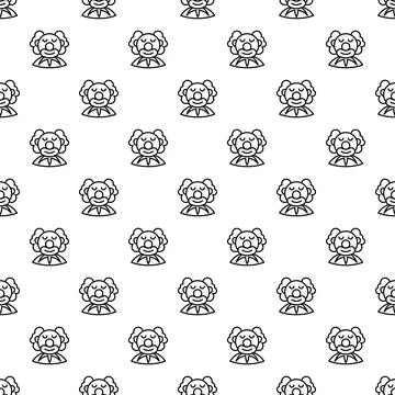 Clown face seamless pattern on white background Stock Illustration