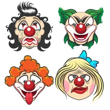 Clown Face Set Stock Illustration