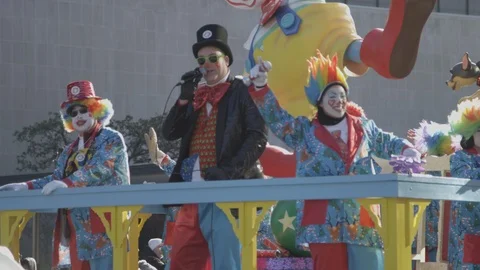 Clown float santa claus parade Stock Footage 120036807