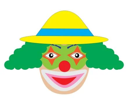 Clown with green wig smiling. Vector Stock Illustration