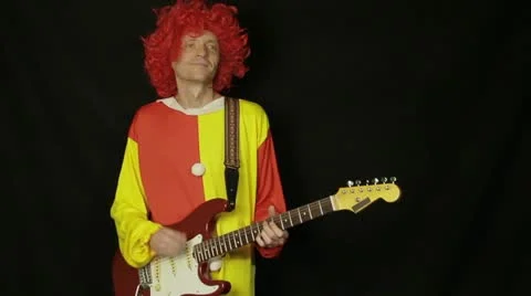 Clown with guitar  Stock Footage 16741078