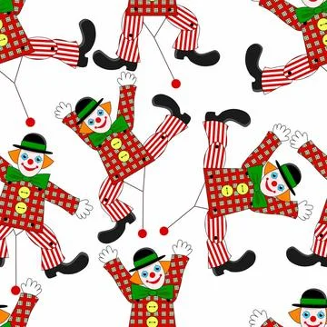 Clown Hampelmann graphical seamless pattern with jumping Clown Copyright: ... Fotos de archivo