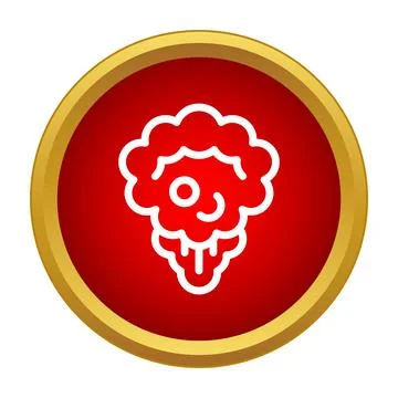 Clown head icon in red circle with gold border Illustrazione stock