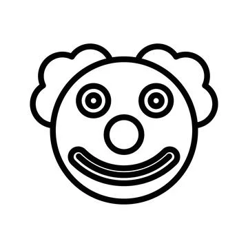 Clown head linear logo mark in black and white Stock Illustration