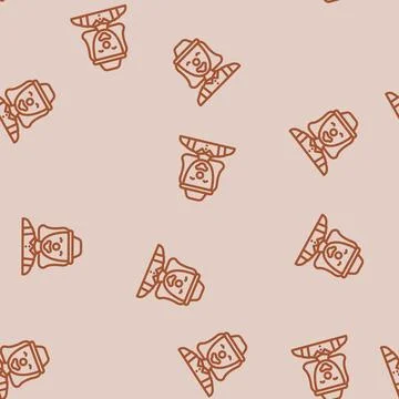 Clown head show line vector seamless pattern Stock Illustration