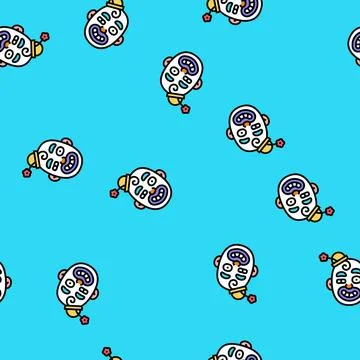 Clown head show vector seamless pattern Stock Illustration