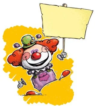 Clown hoding plackard Stock Illustration