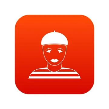 Clown icon digital red 库存插图