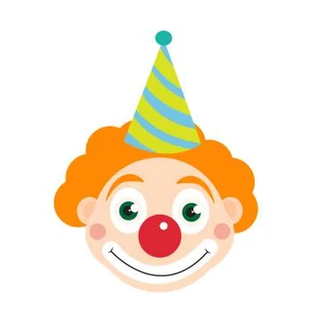 Clown icon flat style , isolated on white background. Vector illustration. Illustrazione stock