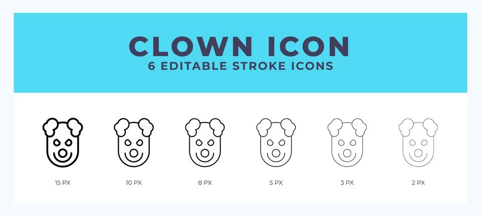 Clown icon vector illustration. With editable stroke for web. App and more. Illustrazione stock