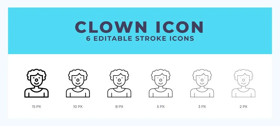Clown icon vector for web. And mobile app. Editable stroke outline icon. Stock Illustration
