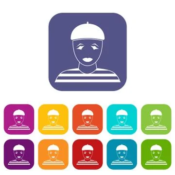 Clown icons set Illustrazione stock