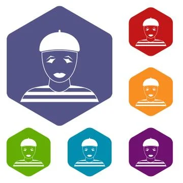 Clown icons set Illustrazione stock