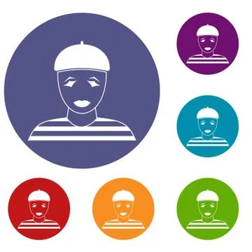 Clown icons set Stock Illustration