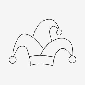Clown jester hat flat black outline design icon Stock Illustration