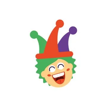 Clown with jester hat, flat style icon Stock Illustration