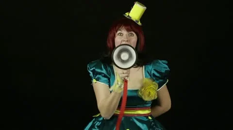 Clown with a megaphone Stock Footage 22017334