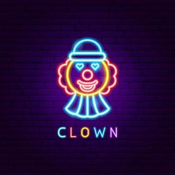 Clown Neon Label Stock Illustration
