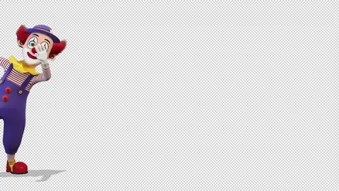 Clown peeps out from the left side of the screen 库存影片 166431445