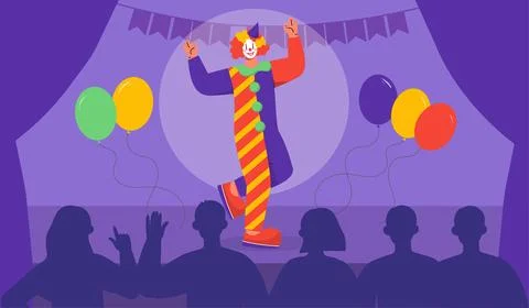 Clown performance vector concept Illustrazione stock