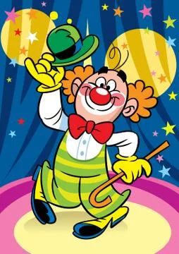Clown performs at the circus arena Stock Illustration