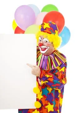 Clown Points to Message Stock Photos