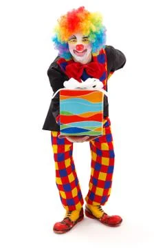 Clown with present Stock Photos