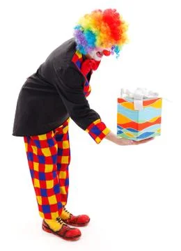 Clown with present Stock Photos