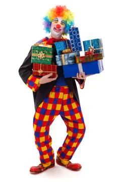 Clown with presents Stock Photos