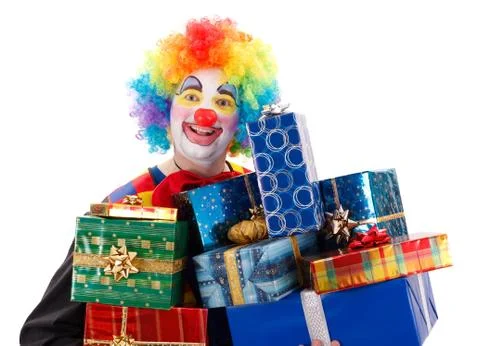 Clown with presents Stock Photos