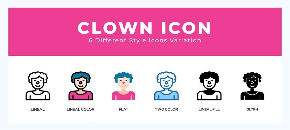 Clown set of vector icon. For web. and mobile app Illustrazione stock