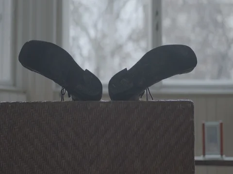 Clown shoes while sleeping Arri amira footage in slow motion Stock Footage 71612538