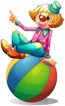 A clown sitting on a ball 스톡 일러스트